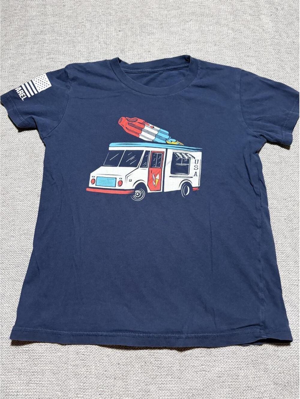Navy blue white ice cream truck graphic with red, white, and blue - 0375